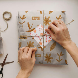 Vintage Floral Small Business Logo Wrapping Paper