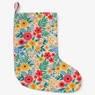 Vintage Floral, Small Colourful Flowers. Christmas Stocking