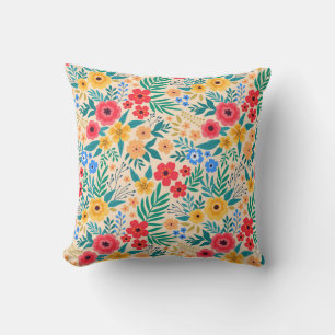 Vintage Floral, Small Colourful Flowers. Cushion
