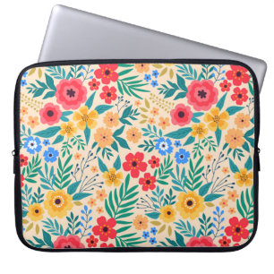 Vintage Floral, Small Colourful Flowers. Laptop Sleeve