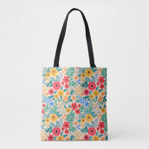 Vintage Floral, Small Colourful Flowers. Tote Bag