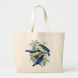 Vintage Floral Songbirds Apparel and Gifts Large Tote Bag