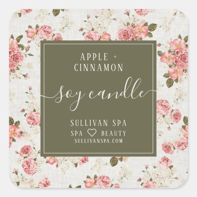 Vintage Floral Soy Candle Label (Front)