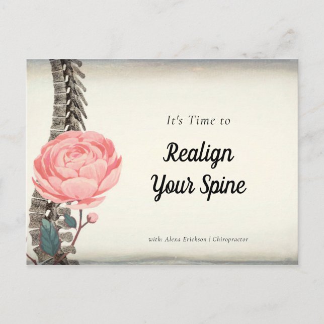 Vintage Floral Spine Chiropractor Appointment Postcard (Front)