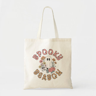 Vintage Floral Spooky Season Ghost Tote Bag