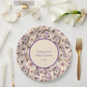 Vintage Floral Spring Baby Shower Paper Plate