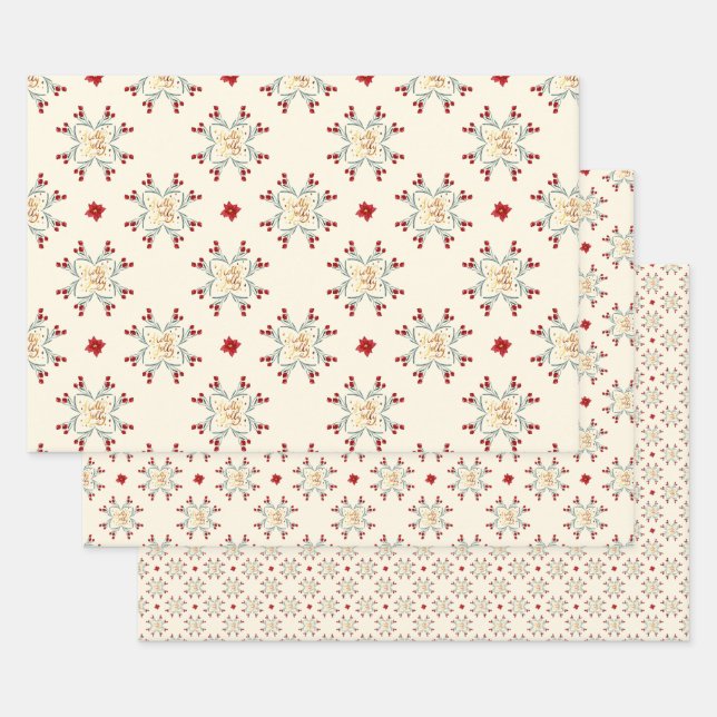 Vintage Floral Star Christmas Gift Wrap (Set)