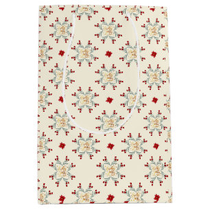 Vintage Floral Star Christmas Gift Wrap Medium Gift Bag