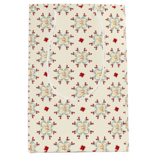Vintage Floral Star Christmas Gift Wrap Medium Gift Bag