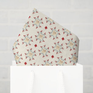 Vintage Floral Star Christmas Gift Wrap Tissue Paper