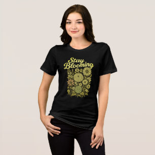Vintage Floral "Stay Blooming" Retro Design Tri-Blend Shirt