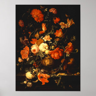 Vintage Floral Still Life - Abraham Mignon Poster