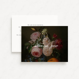 Vintage floral still life wedding thank you card