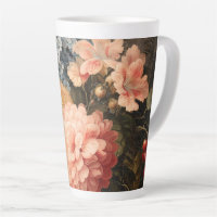 Vintage Floral Still Life with Red and White Bloom