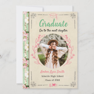 Vintage Floral Story Book Graduation Invitation