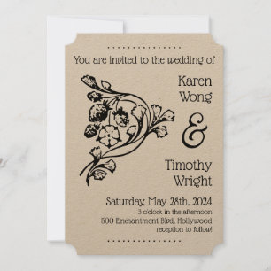 Vintage Floral Strawberry Wedding Invitation