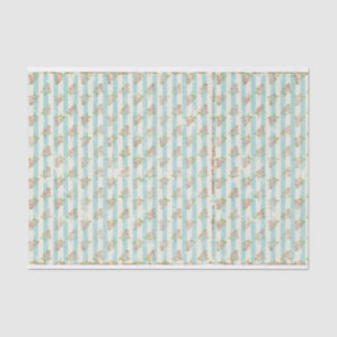 Vintage Floral Stripe Shabby Chic Decoupage Tissue Paper