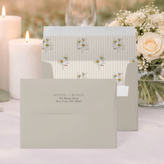 Vintage Floral Stripe Wedding Envelope (Creator Uploaded)