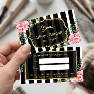 Vintage Floral Striped Hair Stylist Appointment Card