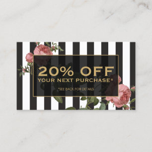 Vintage Floral Striped Salon Coupon Card