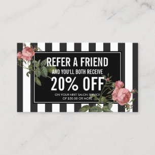 Vintage Floral Striped Salon Referral Card II