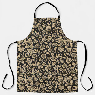Vintage floral, stylised grey background apron