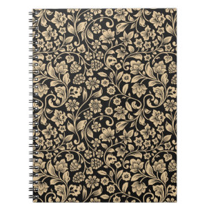Vintage floral, stylised grey background notebook