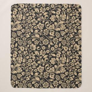 Vintage floral, stylised grey background sherpa blanket