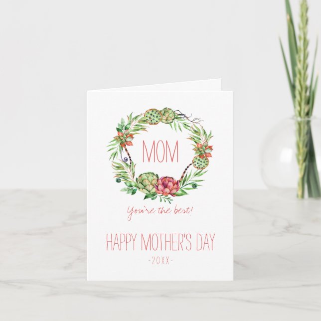 Vintage Floral  Succlent | Mother's Day Card (Front)