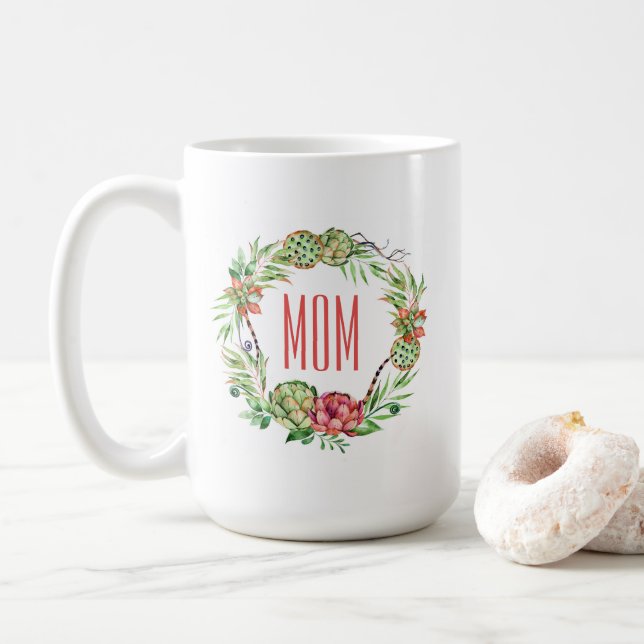 Vintage Floral  Succlent | Mother's Day Coffee Mug (With Donut)