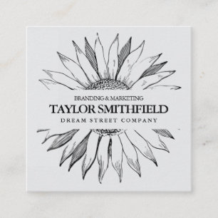 Vintage Floral Sunflower Business Card