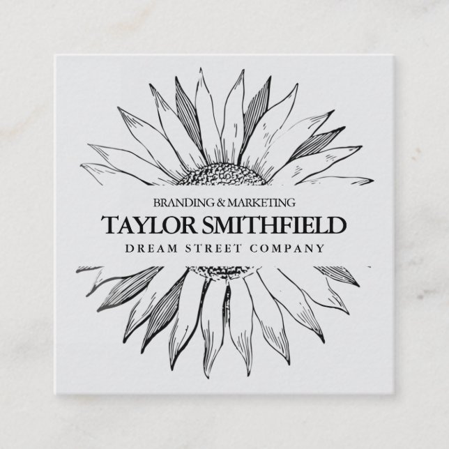 Vintage Floral Sunflower Business Card (Front)