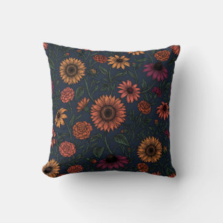 Vintage Floral Sunflower Decorative Pillow