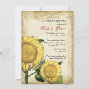 Vintage Floral Sunflowers - Autumn Fall Wedding Invitation