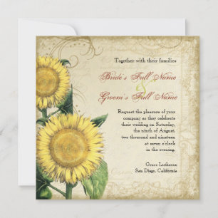 Vintage Floral Sunflowers - Autumn Fall Wedding Invitation