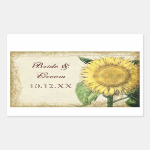Vintage Floral Sunflowers - Autumn Fall Wedding Rectangular Sticker