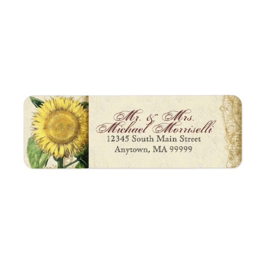 Vintage Floral Sunflowers - Autumn Fall Wedding Return Address Label