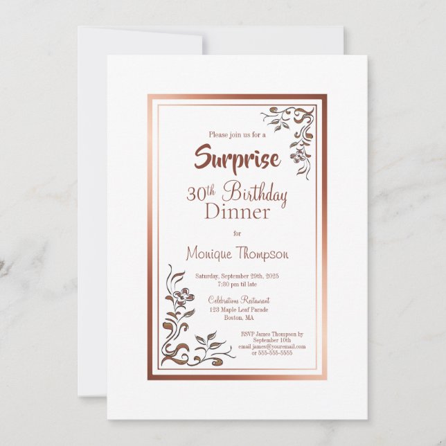 Vintage Floral Surprise 30th Birthday Invitation (Front)