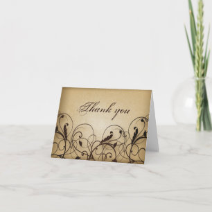 Vintage Floral Swirls Thank You Card