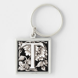 Vintage Floral 'T' - Keychain