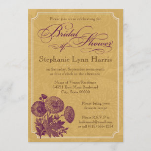 Vintage Floral (Tan & Plum) Invitation