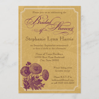 Vintage Floral (Tan & Plum) Invitation