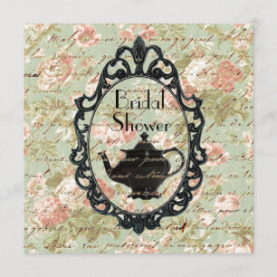 vintage floral Tea Party Bridal Shower Invitation