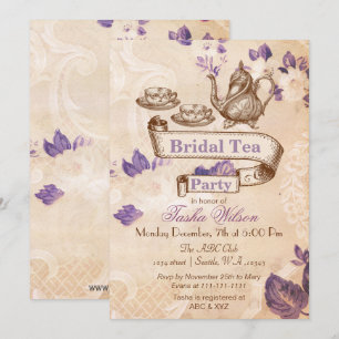 vintage floral tea party Bridal Shower Invites