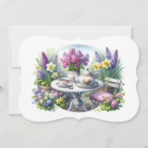 Vintage Floral Tea Party in Garden Card