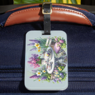 Vintage Floral Tea Party in Garden Luggage Tag