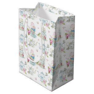 Vintage Floral Tea Party Victorian Watercolor Patt Medium Gift Bag