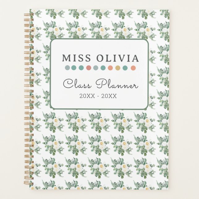 Vintage Floral Teacher Planner | Custom Gift (Front)