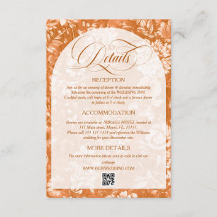 Vintage Floral Terracotta Neutral Wedding Details Enclosure Card