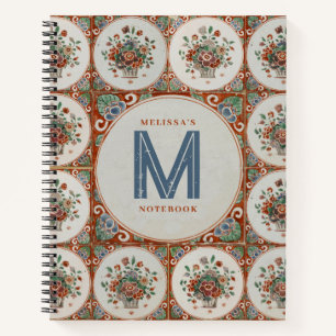Vintage Floral Terracotta Tile Monogram Journal 